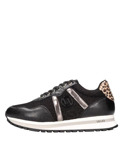 Sneakers in eco-leather and fabric LIU JO | WONDER 629 METALLIC/GLITTER MESHNERO-MARRONE